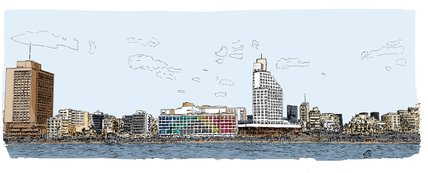 ART PRINT LIMITED TEL AVIV DAN HOTEL SKYLINE MIXED COLORS