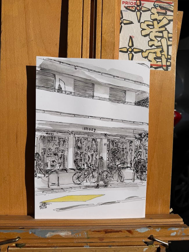 ORIGINAL WATERCOLOR PAINTING DIZENGOFF STORY TEL AVIV