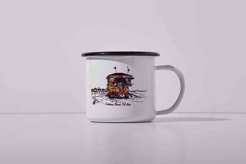 ENAMEL CUP TEL AVIV LIFEGUARD HOUSE AVIV FRISHMAN BEACH