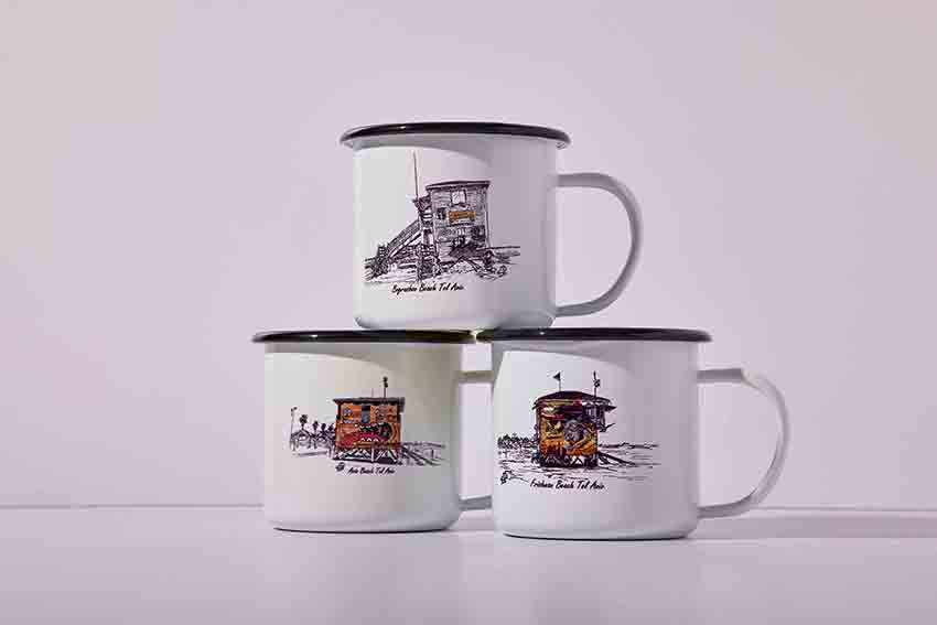 ENAMEL CUP TEL AVIV LIFEGUARD HOUSE AVIV BEACH