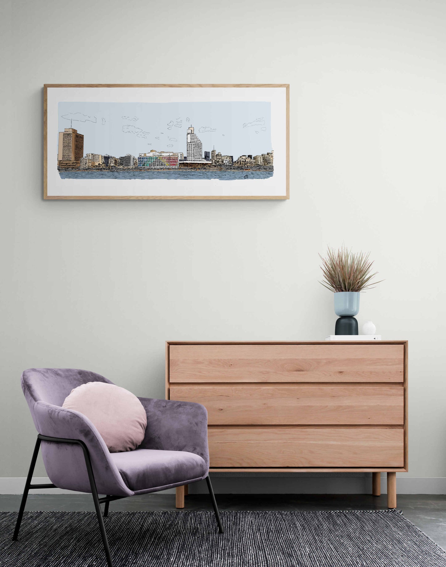 ART PRINT LIMITED TEL AVIV DAN HOTEL SKYLINE MIXED COLORS