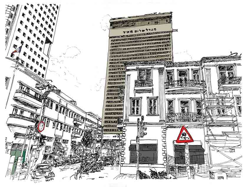 CANVAS WITH MAGNETIC RACK TEL AVIV HASHALOM TOWER