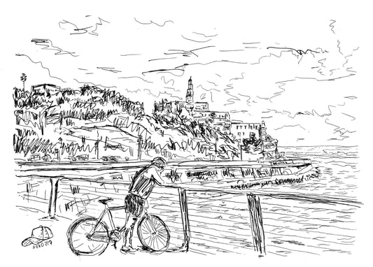 ART PRINT LIMITED JAFFA WITH BIKE TEL AVIV