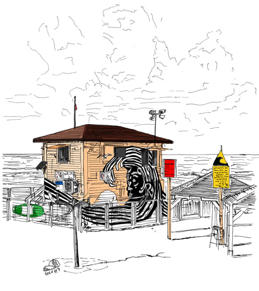 ART PRINT LIMITED LIFEGUARD HOUSE SEA GOD TEL AVIV CHARLES CLORE BEACH