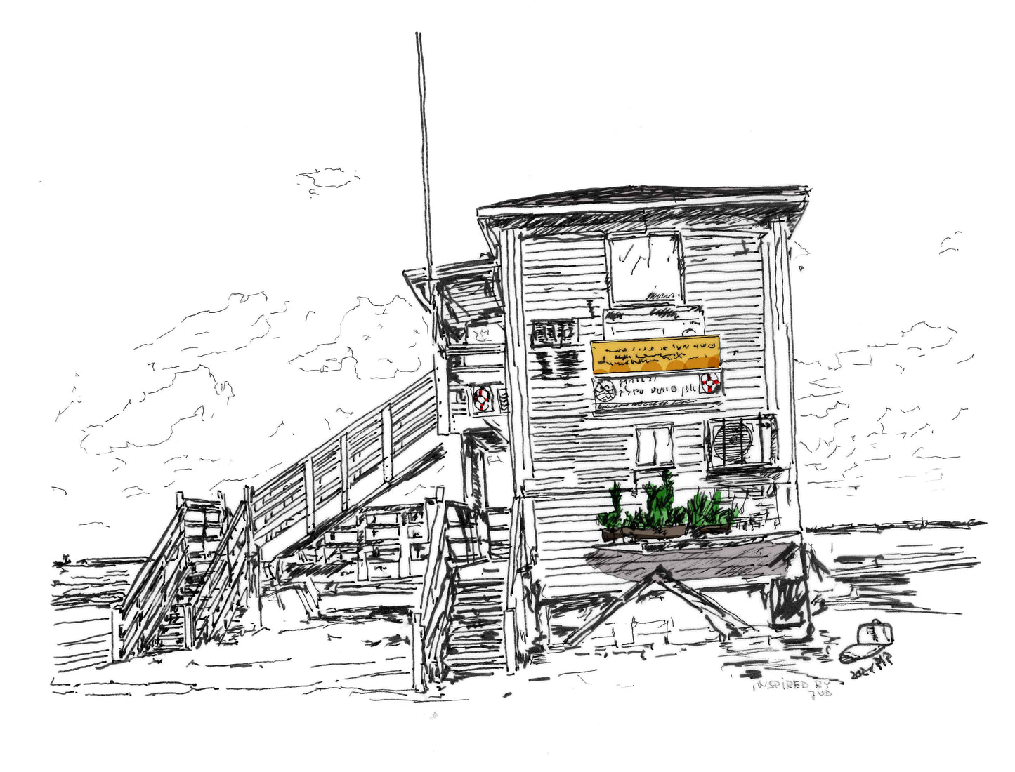 ART PRINT LIMITED LIFEGUARD HOUSE MIDDLE TEL AVIV BOGRASHOV BEACH