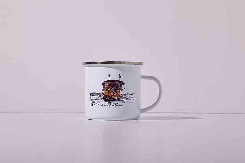 ENAMEL CUP TEL AVIV LIFEGUARD HOUSE AVIV FRISHMAN BEACH
