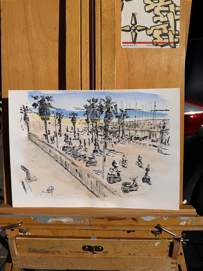 ORIGINAL WATERCOLOR PAINTING GORDON POOL TEL AVIV
