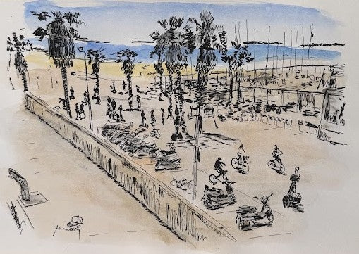 ORIGINAL WATERCOLOR PAINTING GORDON POOL TEL AVIV
